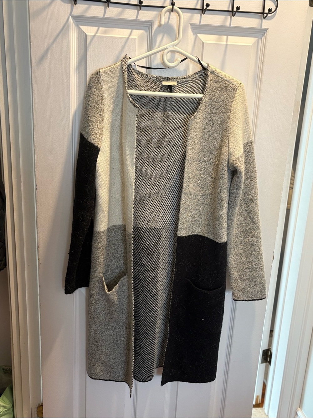 Noisy May Women's Colorblock Open-Front Cardigan - Black/Gray/Cream